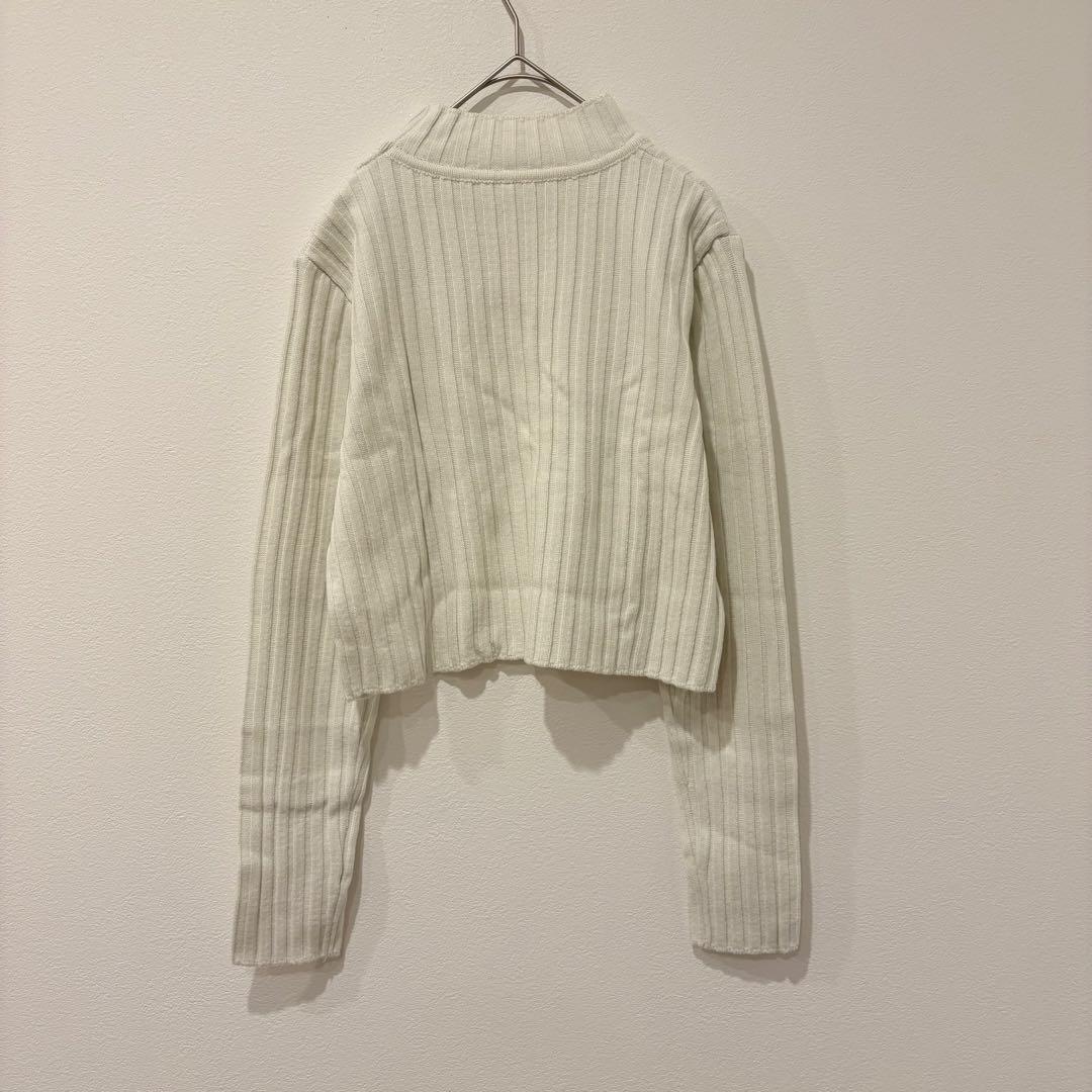 GU ニットセーター 長袖　ショート丈 ホワイト 白　Lサイズ　無地　シンプル 4