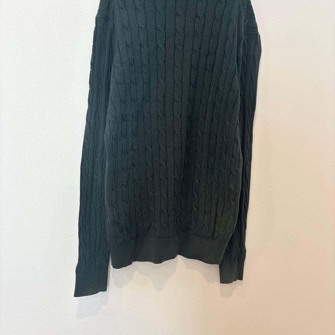 .ユニクロ ケーブルニット セーター 暖かい グリーン 緑　M クールネック 7