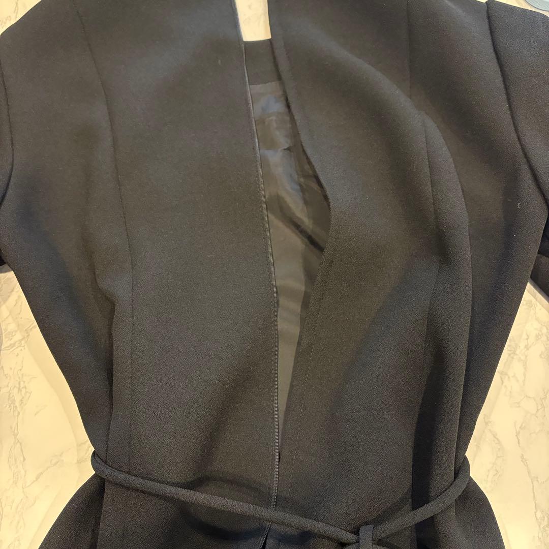 プリエール ワンピース レース 切替 フォーマル ブラック 黒　10号 M 9