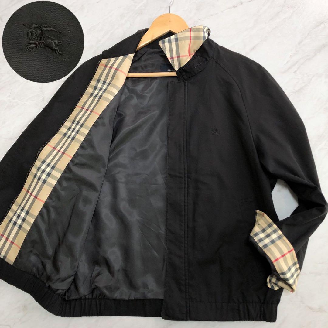 【美品】BURBERRY ハリントンジャケット ノバチェック ホースロゴ 黒 M