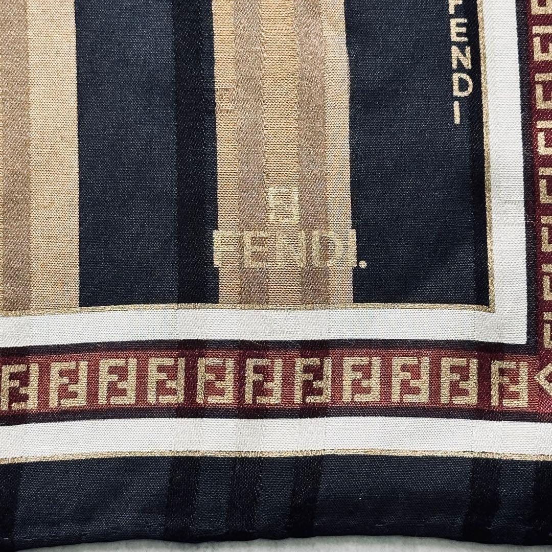 FENDI ストライプ ロゴ ハンカチ 金 黒 ゴールド ブラック 6