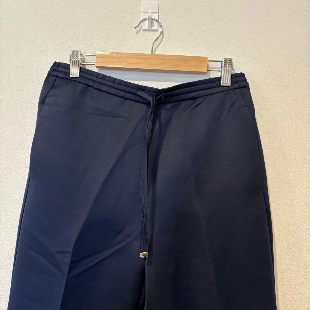 ノスタルジア ワイド パンツ ウエストゴム ネイビー M きれいめ 楽ちん　艶感 2