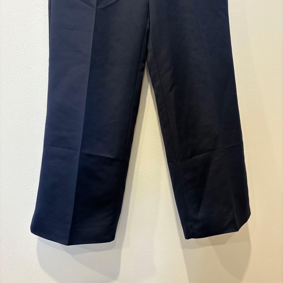 ノスタルジア ワイド パンツ ウエストゴム ネイビー M きれいめ 楽ちん　艶感 3