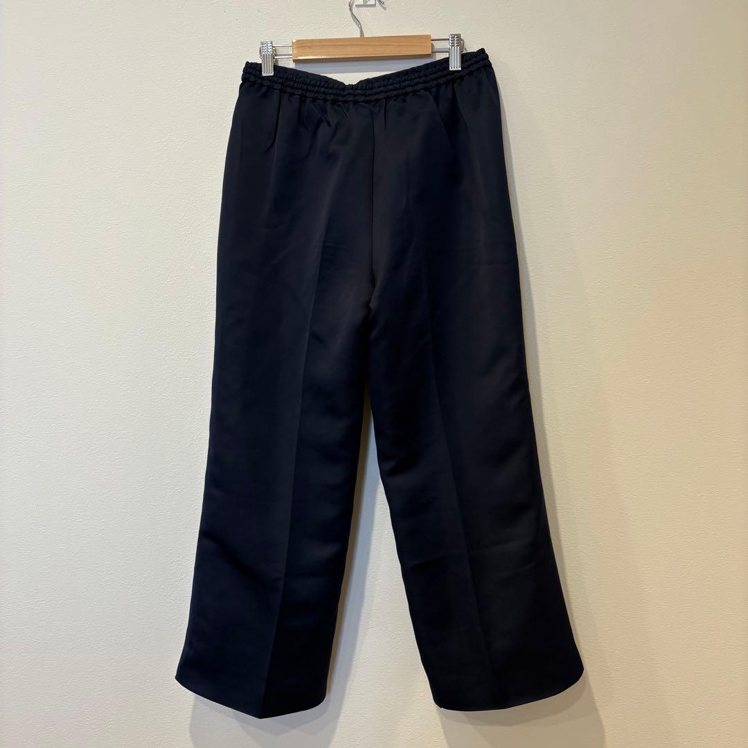 ノスタルジア ワイド パンツ ウエストゴム ネイビー M きれいめ 楽ちん　艶感 4