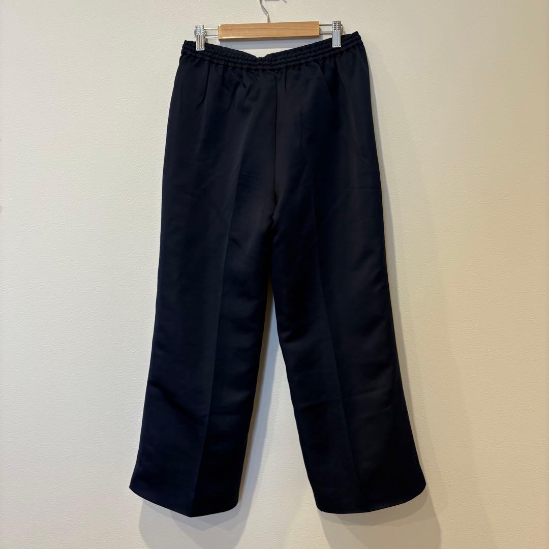 ノスタルジア ワイド パンツ ウエストゴム ネイビー M きれいめ 楽ちん　艶感 5