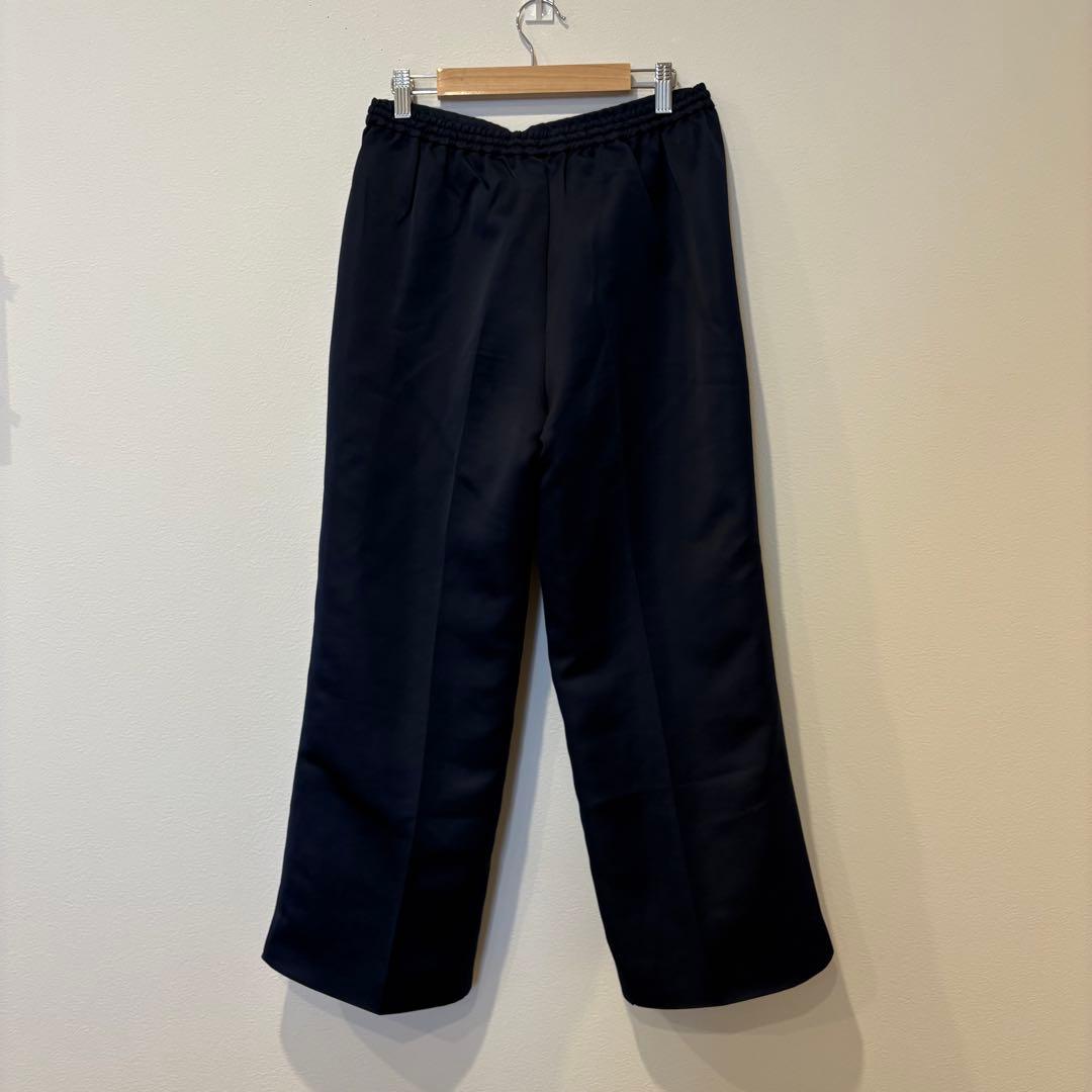 ノスタルジア ワイド パンツ ウエストゴム ネイビー M きれいめ 楽ちん　艶感 6