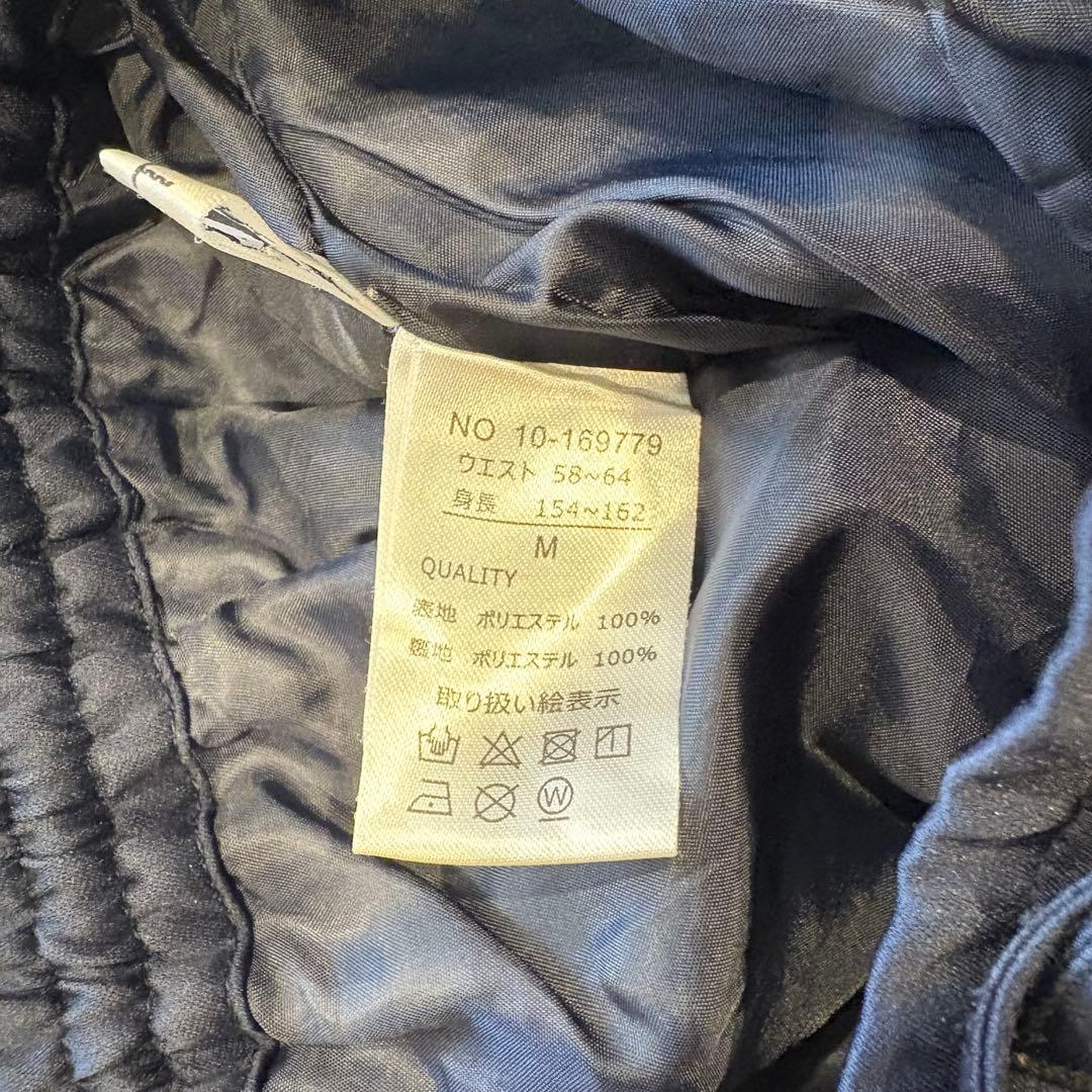 ノスタルジア ワイド パンツ ウエストゴム ネイビー M きれいめ 楽ちん　艶感 8