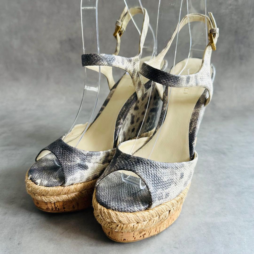 希少✨GUCCI パイソン　ストラップ　ウェッジソール　サンダル