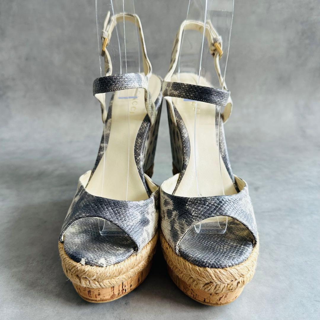 希少✨GUCCI パイソン　ストラップ　ウェッジソール　サンダル 3