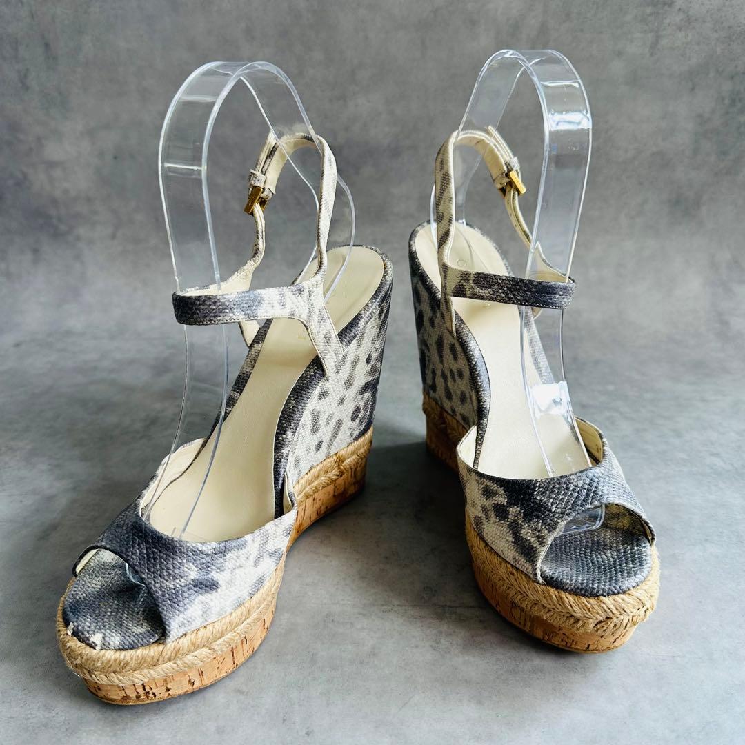 希少✨GUCCI パイソン　ストラップ　ウェッジソール　サンダル 4