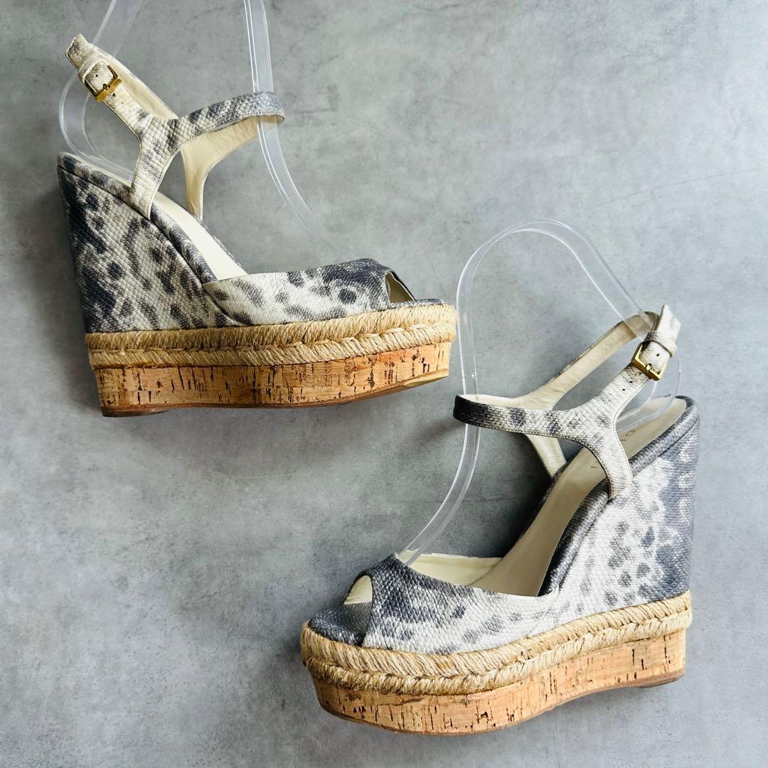 希少✨GUCCI パイソン　ストラップ　ウェッジソール　サンダル 6