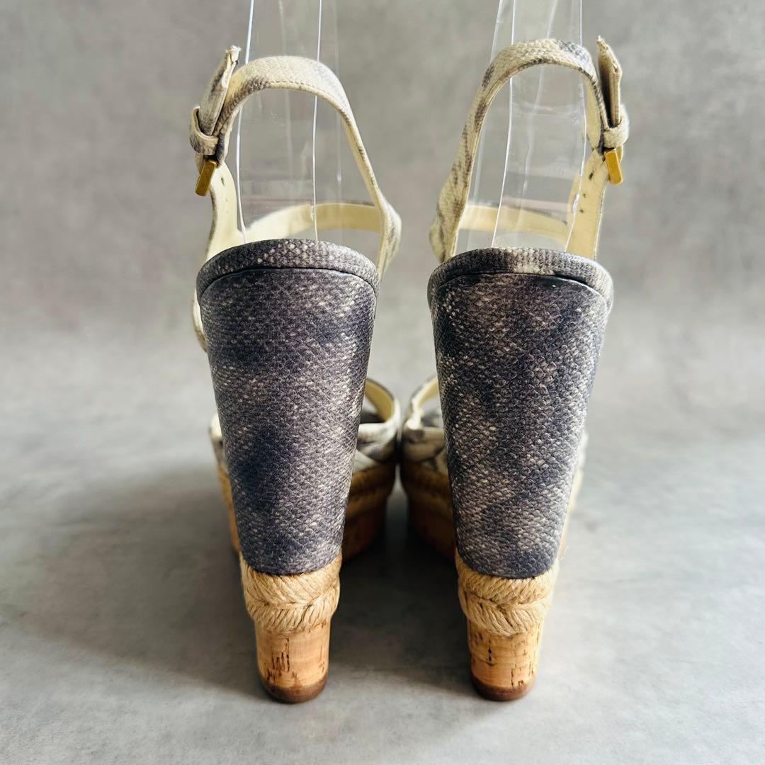 希少✨GUCCI パイソン　ストラップ　ウェッジソール　サンダル 7