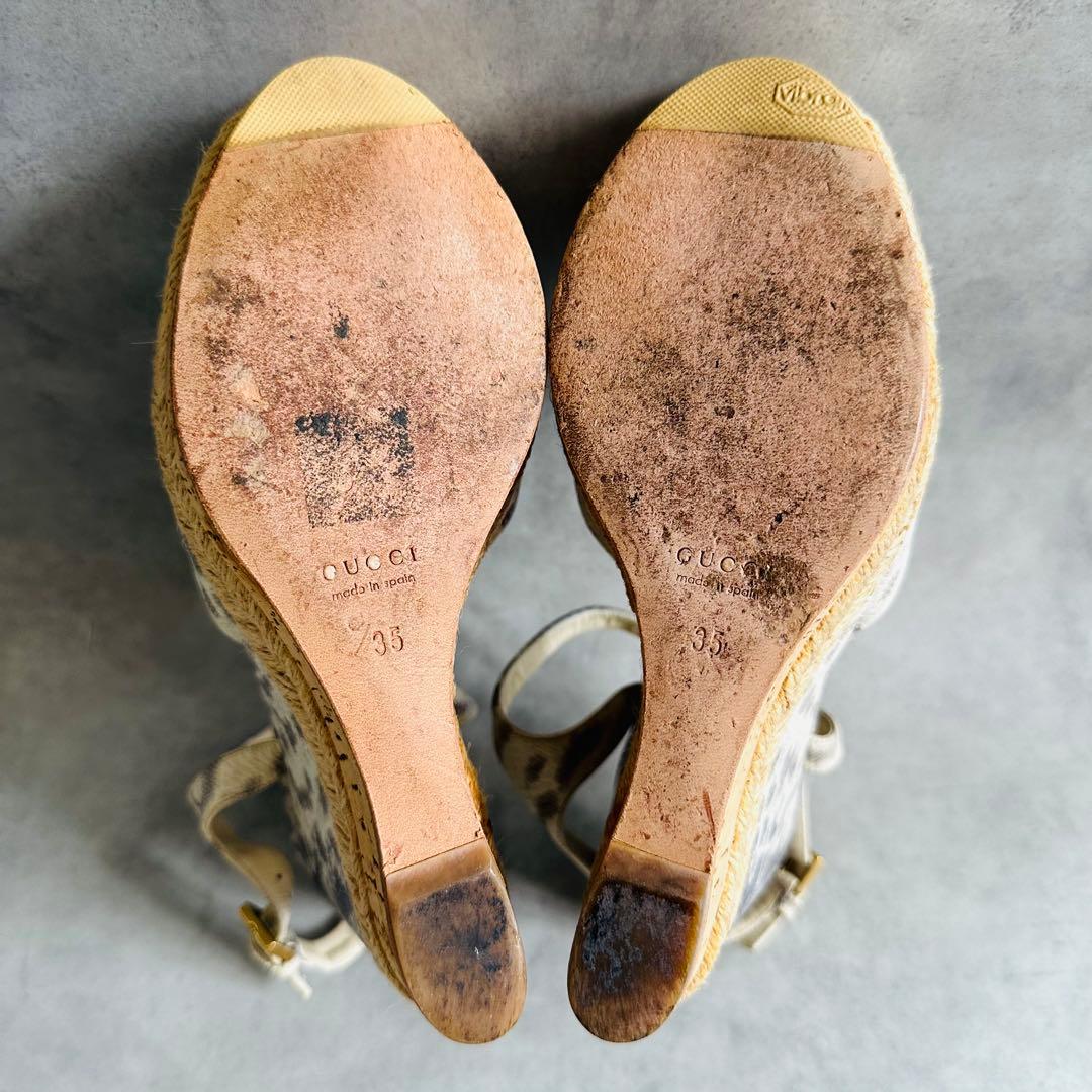 希少✨GUCCI パイソン　ストラップ　ウェッジソール　サンダル 8