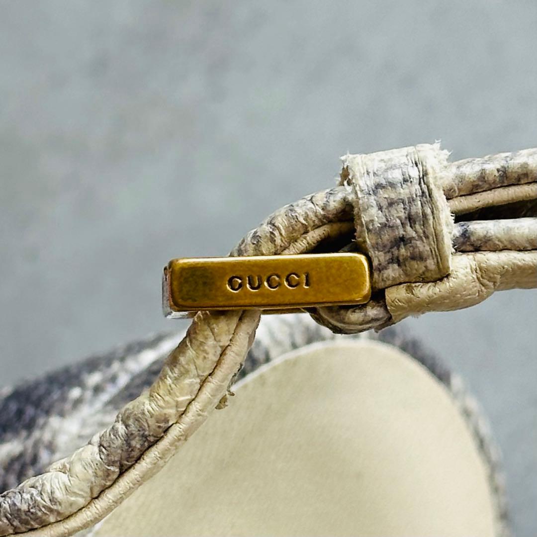 希少✨GUCCI パイソン　ストラップ　ウェッジソール　サンダル 10