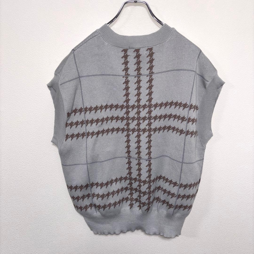 repipi armario Vネックニットベスト L千鳥格子ゆったりd664 11
