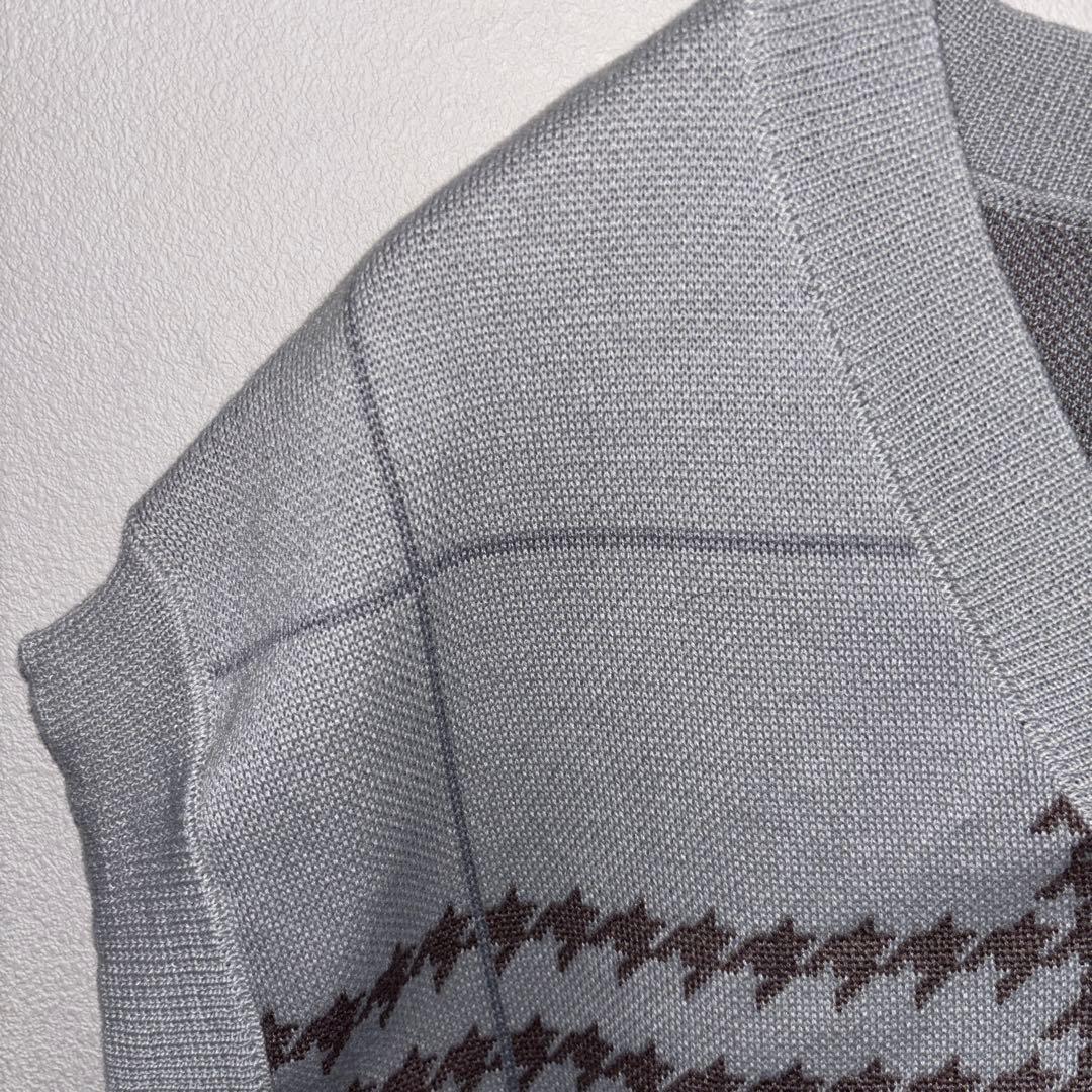 repipi armario Vネックニットベスト L千鳥格子ゆったりd664 4