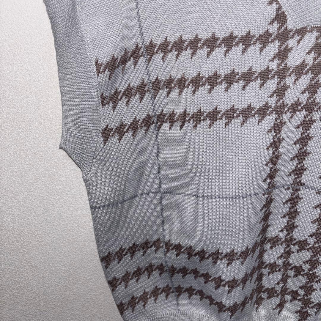 repipi armario Vネックニットベスト L千鳥格子ゆったりd664 5