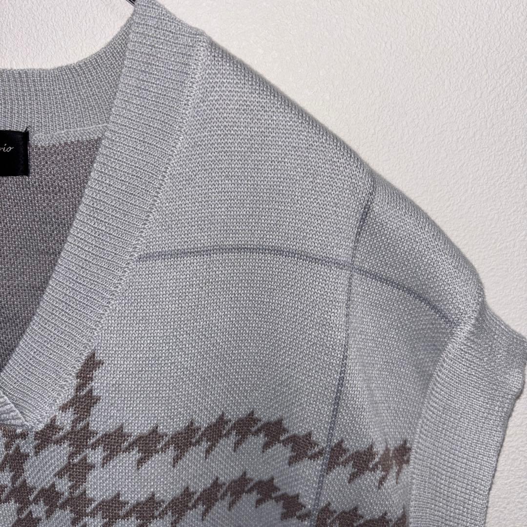 repipi armario Vネックニットベスト L千鳥格子ゆったりd664 7