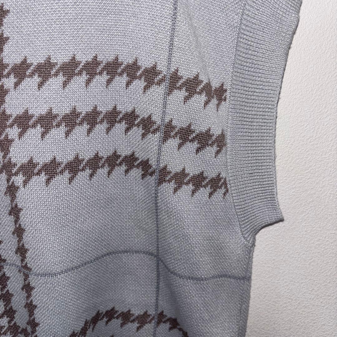 repipi armario Vネックニットベスト L千鳥格子ゆったりd664 8