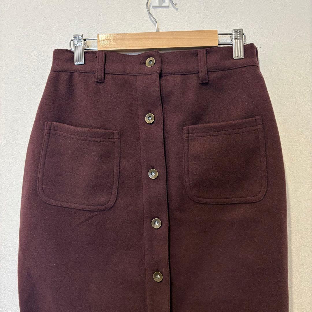 .グレイル　タイトスカート ポケット付き パープル　紫　L　膝丈　無地　前ボタン 2