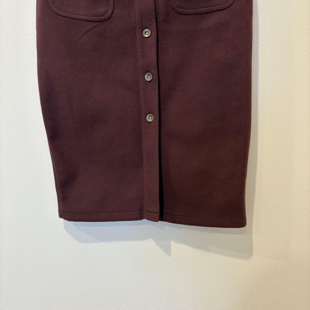 .グレイル　タイトスカート ポケット付き パープル　紫　L　膝丈　無地　前ボタン 3