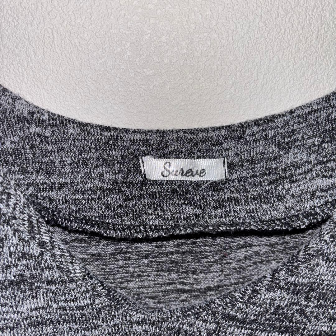 Sureve Vネック メランジ柄ニットセーター L グレー系d731 3