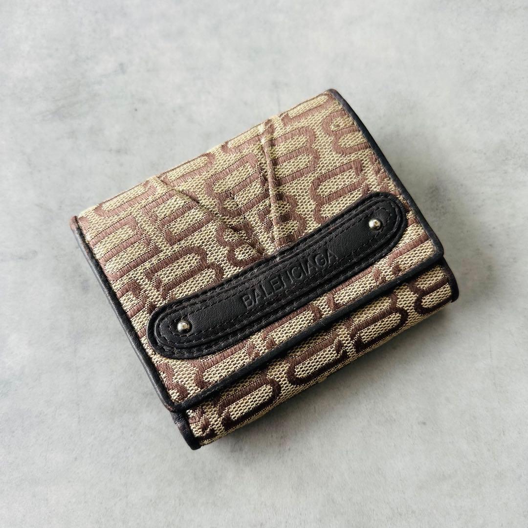 超希少✨BALENCIAGA BBモノグラム 三つ折財布 コンパクトウォレット 3