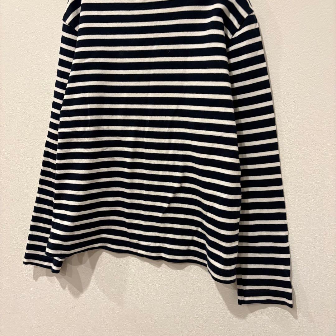 90s OLD UNIQLO ボーダー 長袖カットソー ボートネック 白黒　M 4