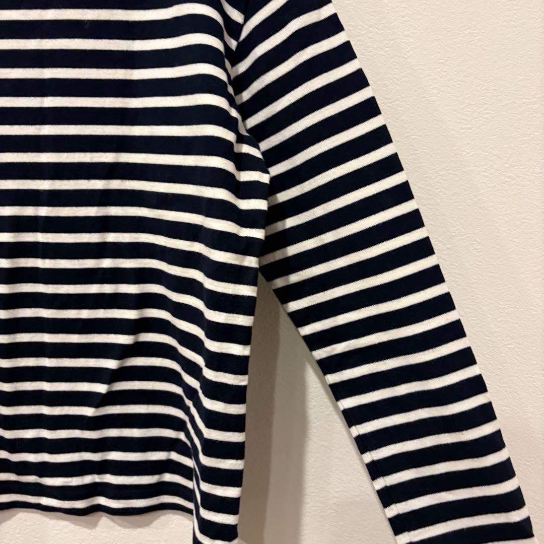 90s OLD UNIQLO ボーダー 長袖カットソー ボートネック 白黒　M 5