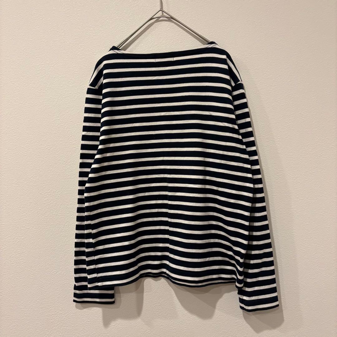 90s OLD UNIQLO ボーダー 長袖カットソー ボートネック 白黒　M 6