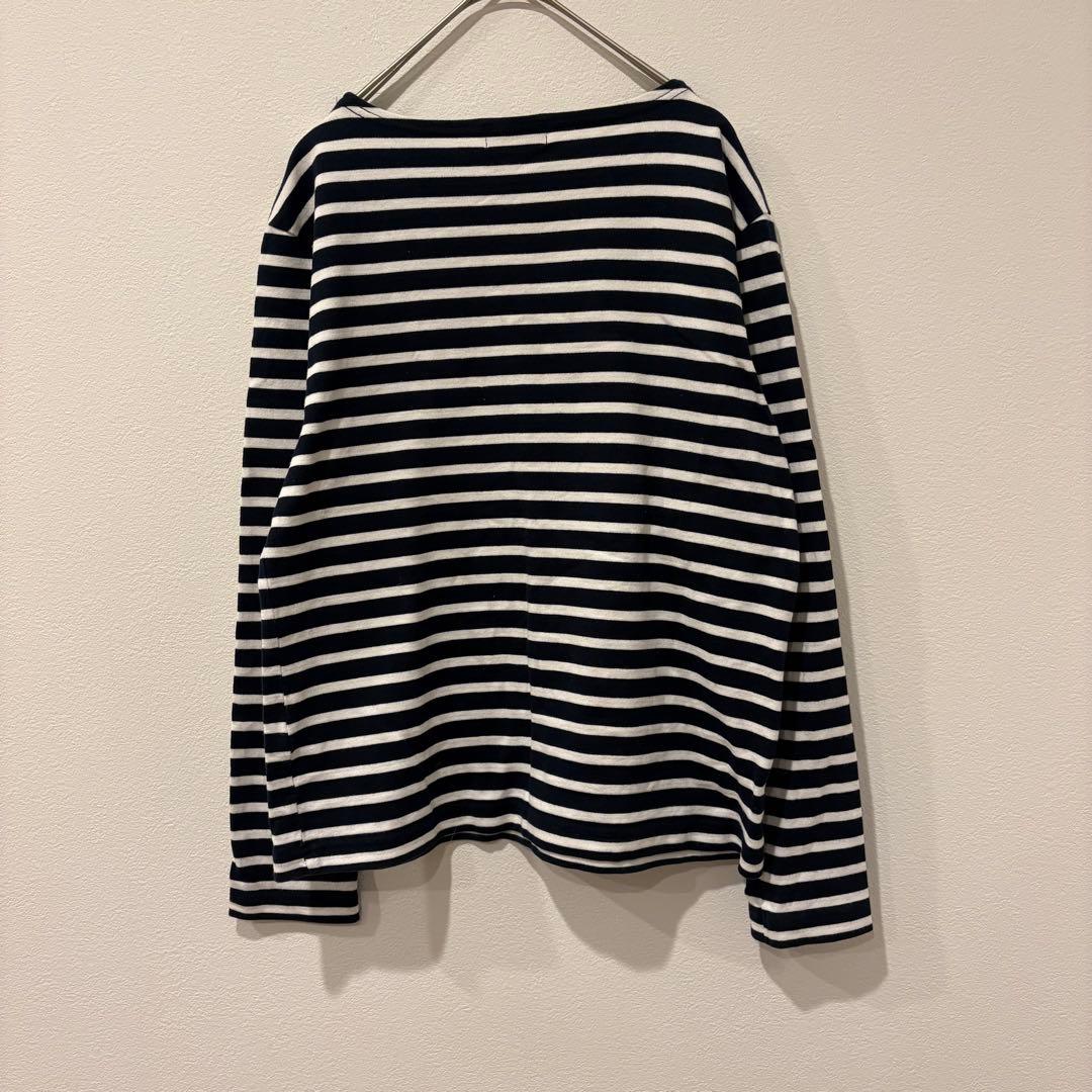 90s OLD UNIQLO ボーダー 長袖カットソー ボートネック 白黒　M 7