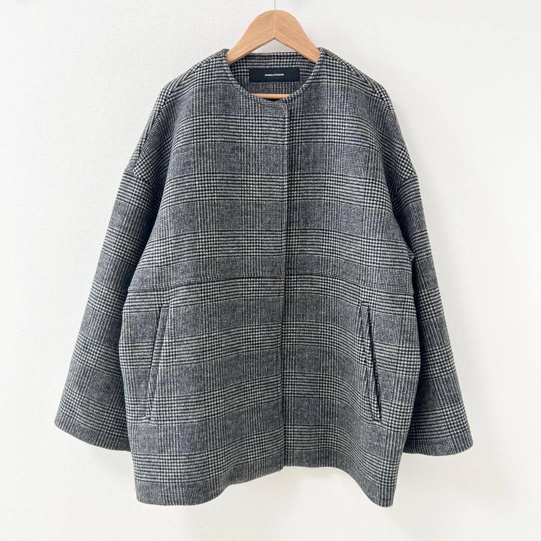 美品✨ジャーナルスタンダード　スーパー140ビーバーノーカラーショートコート