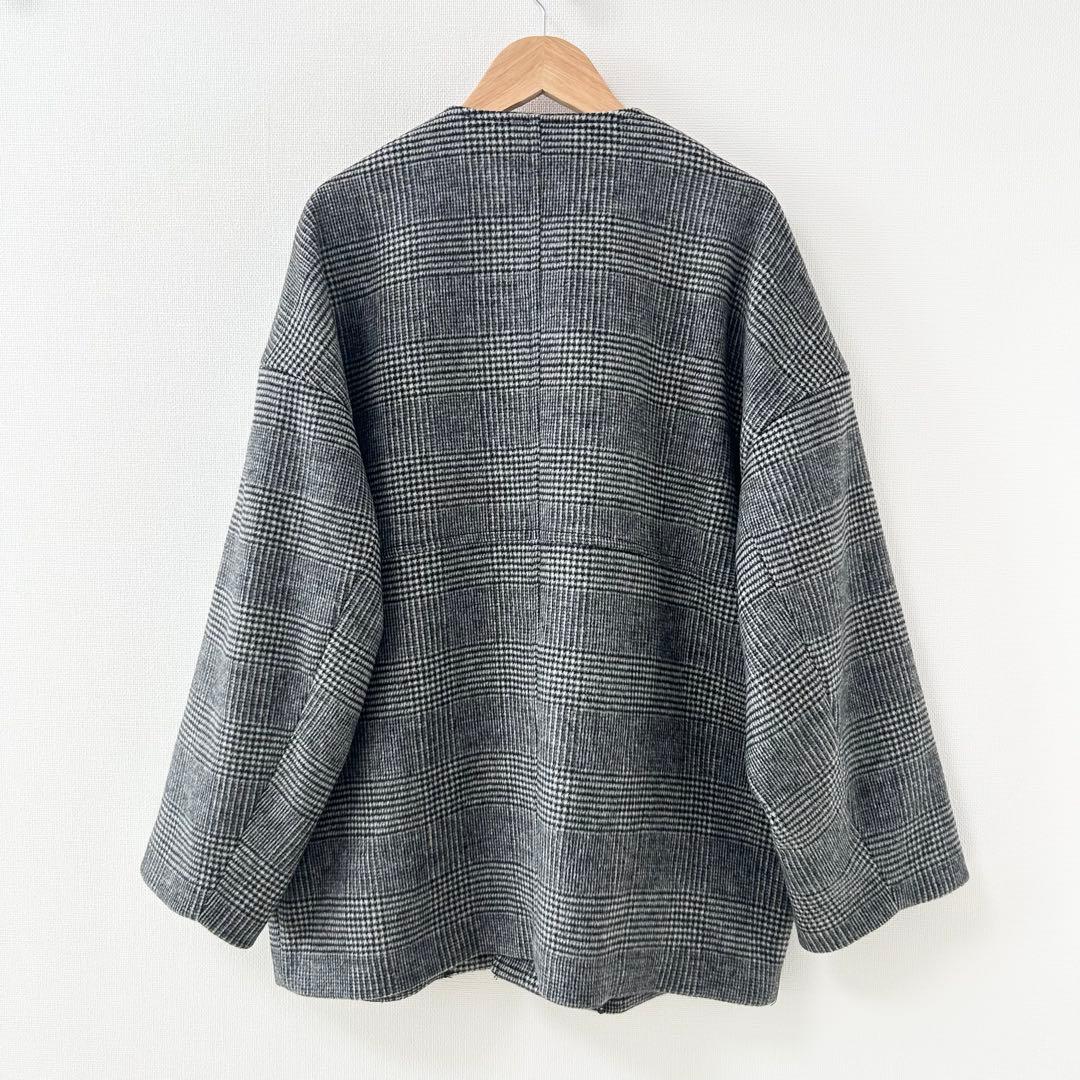 美品✨ジャーナルスタンダード　スーパー140ビーバーノーカラーショートコート 4