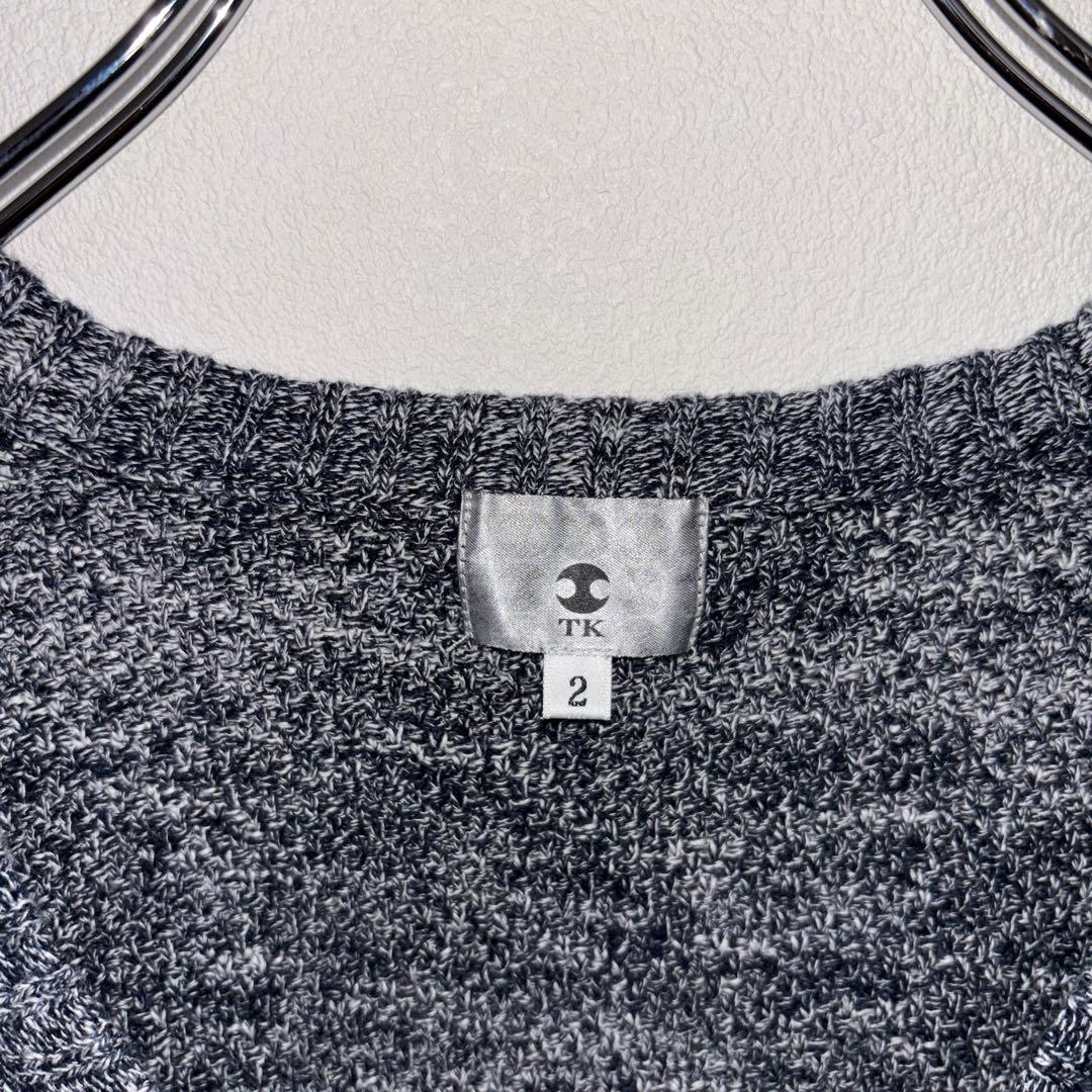 TK ブルーグレー系 メレンゲニットカーディガン Mリネン混d711 3