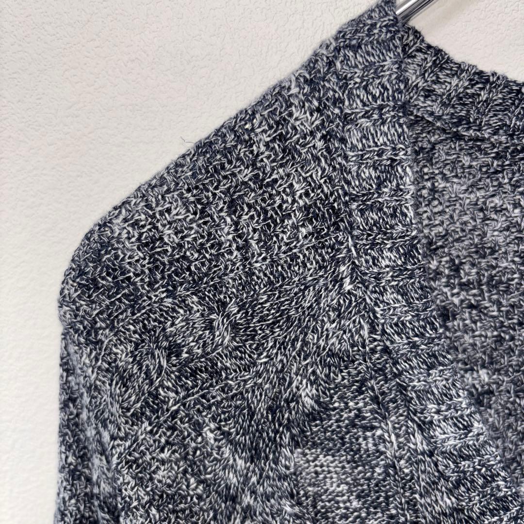 TK ブルーグレー系 メレンゲニットカーディガン Mリネン混d711 4