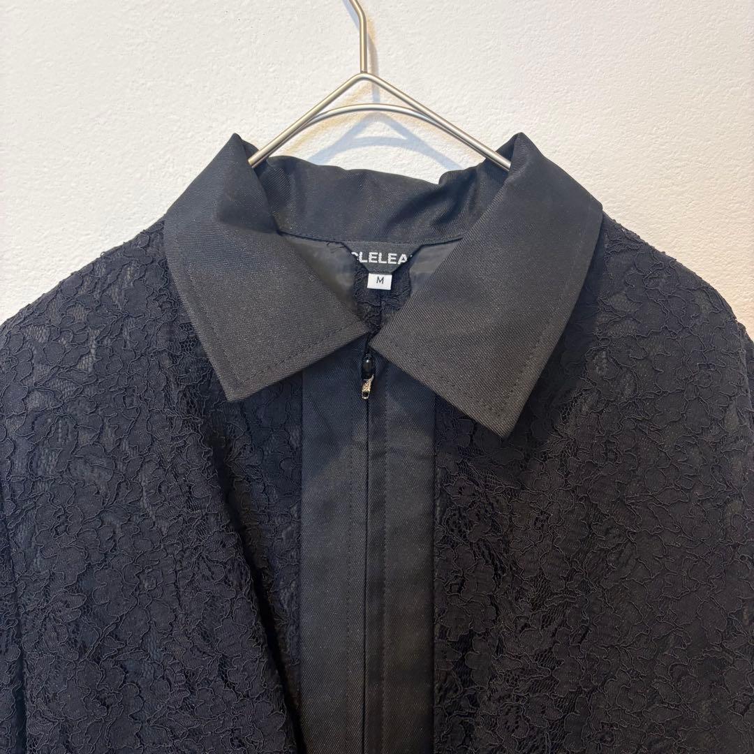 美品✨　ロングワンピース 長袖　レース切替 黒 ブラック　M 上品　高級 3