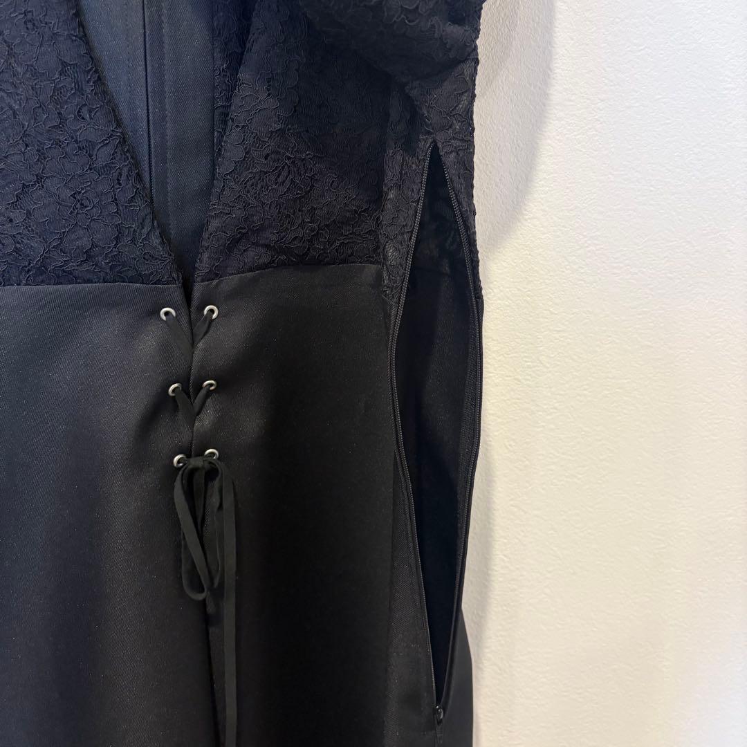 美品✨　ロングワンピース 長袖　レース切替 黒 ブラック　M 上品　高級 10