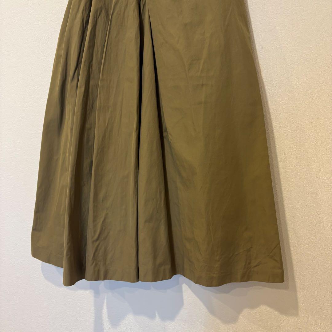 マカフィー フレアスカート ロング タック カーキ　緑　34 M ゆったり　無地 3