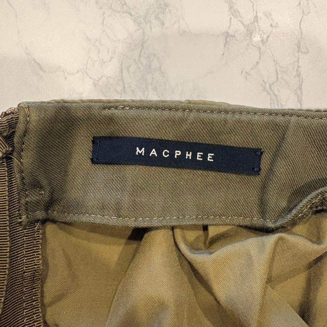 マカフィー フレアスカート ロング タック カーキ　緑　34 M ゆったり　無地 7