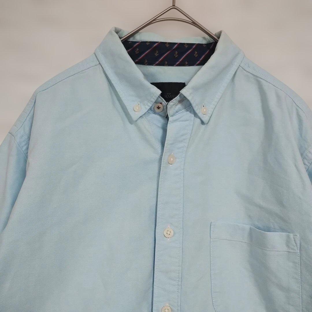 【TKミクスパイス】水色 ボタンダウン 長袖シャツ M ポイント生地付き 2
