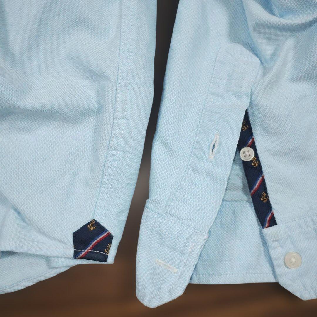 【TKミクスパイス】水色 ボタンダウン 長袖シャツ M ポイント生地付き 11