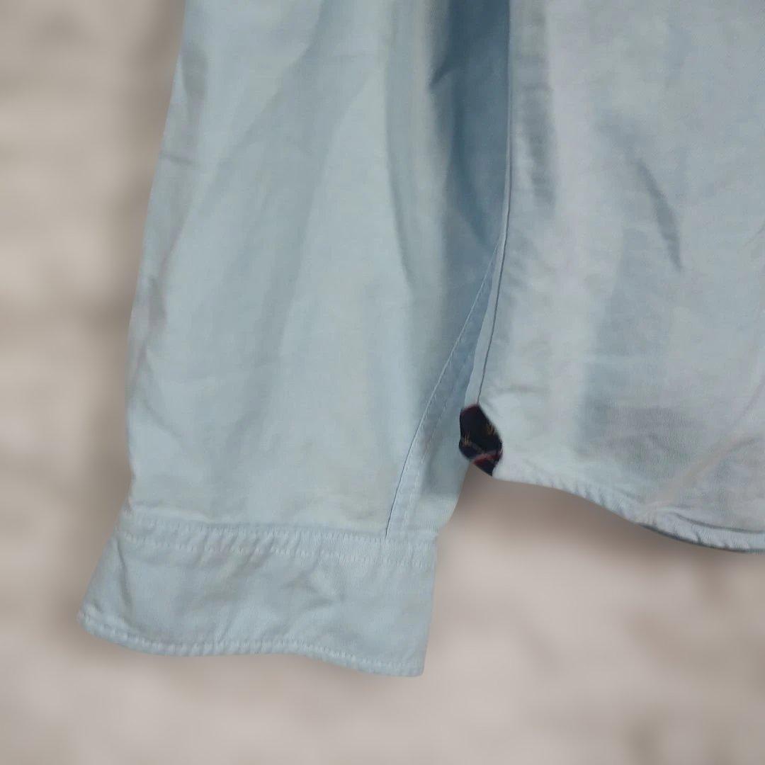 【TKミクスパイス】水色 ボタンダウン 長袖シャツ M ポイント生地付き 3