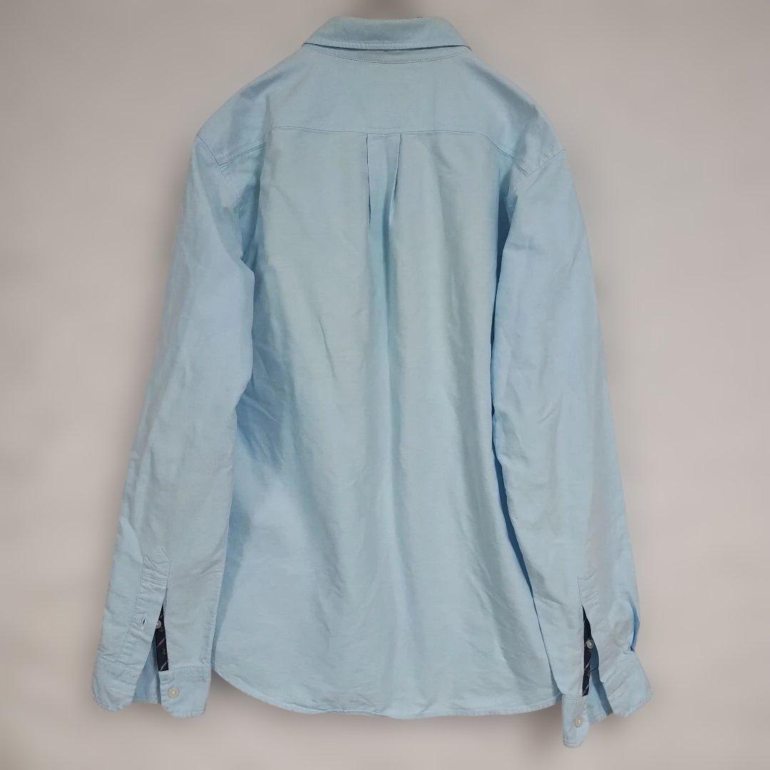 【TKミクスパイス】水色 ボタンダウン 長袖シャツ M ポイント生地付き 6