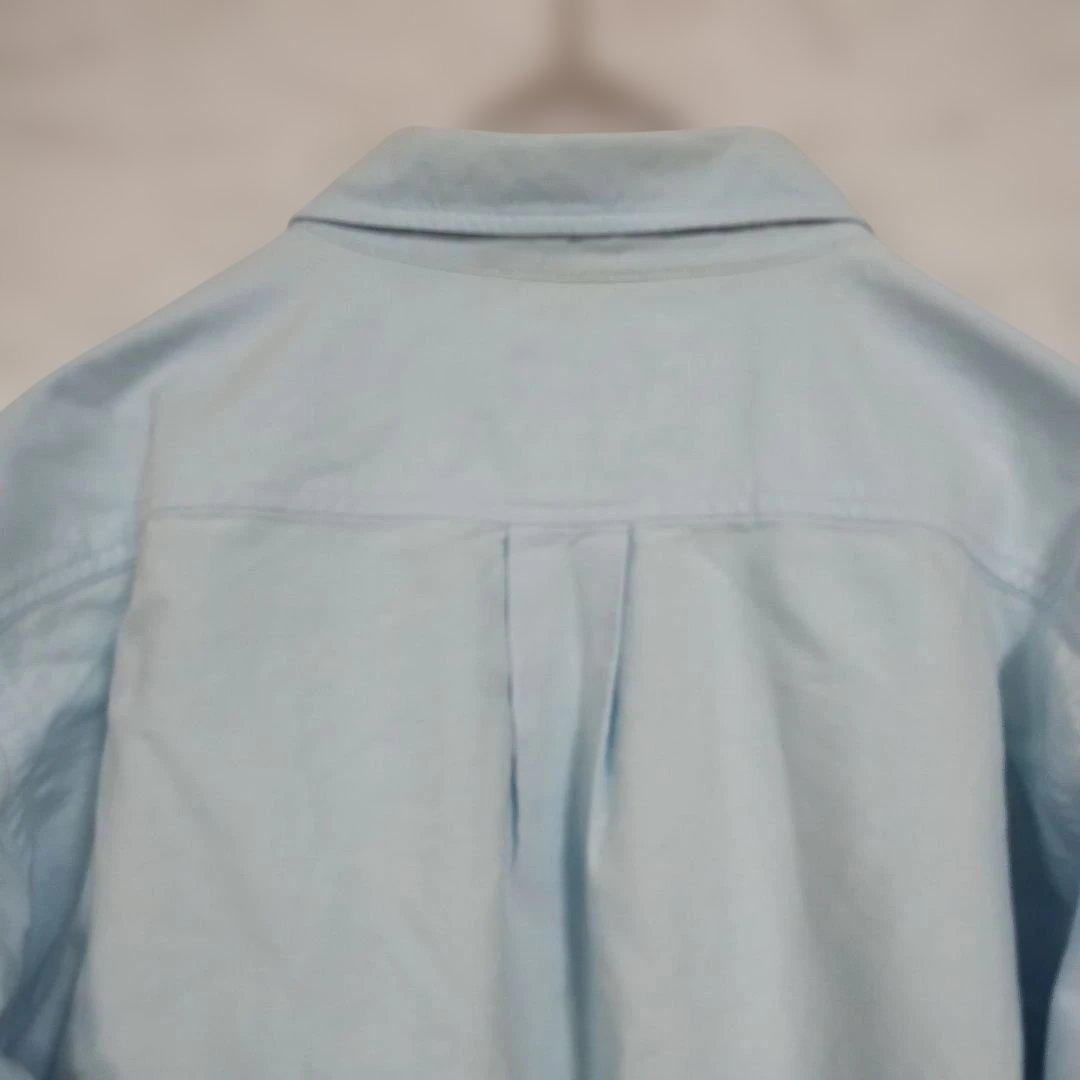 【TKミクスパイス】水色 ボタンダウン 長袖シャツ M ポイント生地付き 7