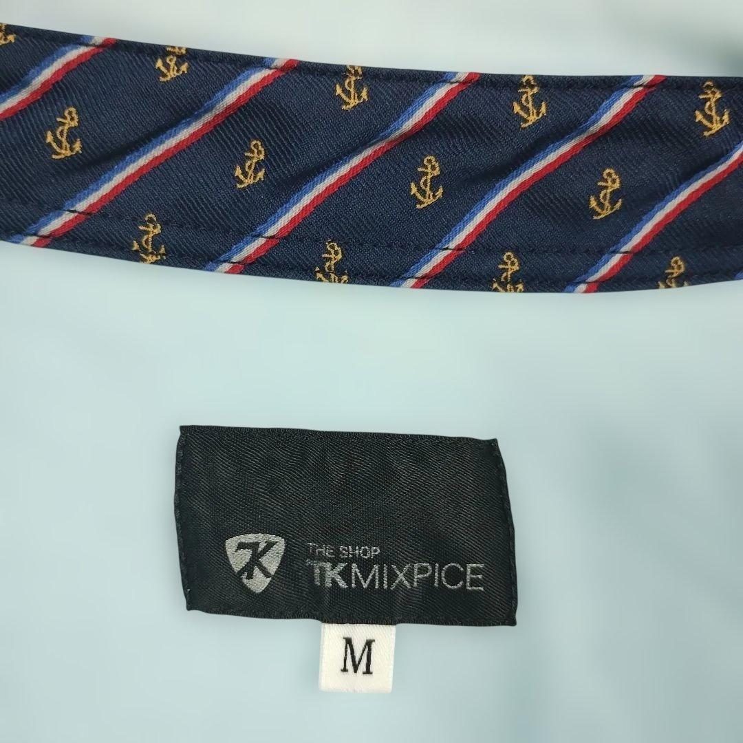 【TKミクスパイス】水色 ボタンダウン 長袖シャツ M ポイント生地付き 8