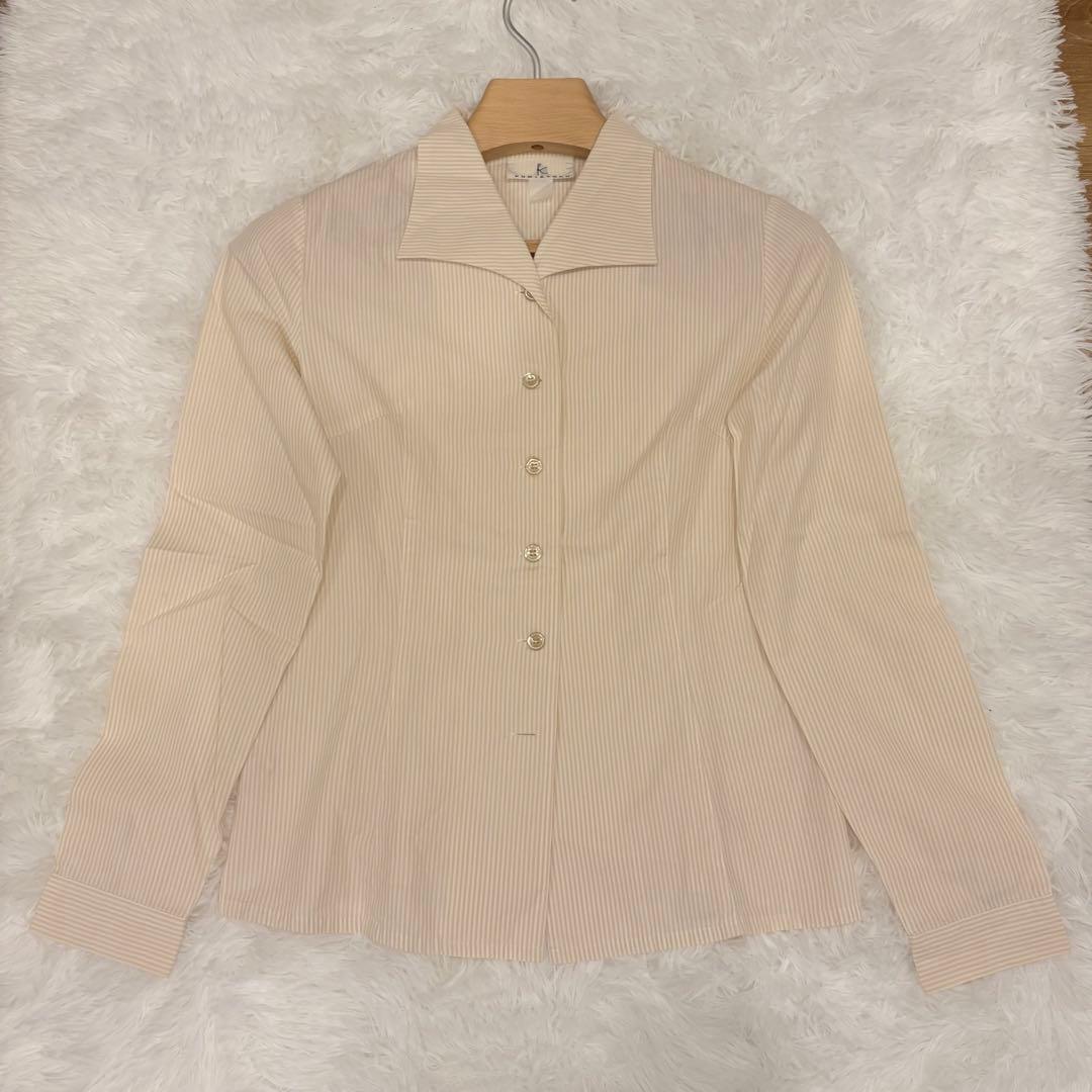 クミキョク 組曲　ストライプ シャツ ジャケット 長袖 ベージュ系 2号　S相当