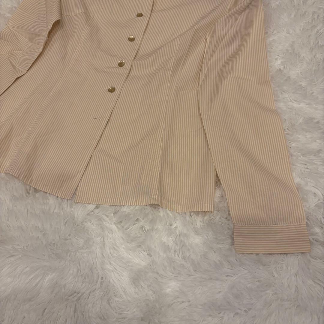 クミキョク 組曲　ストライプ シャツ ジャケット 長袖 ベージュ系 2号　S相当 2