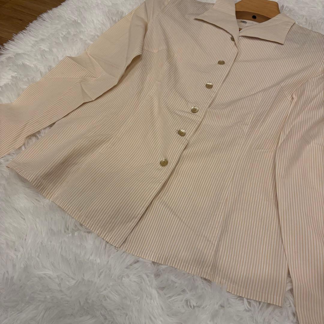 クミキョク 組曲　ストライプ シャツ ジャケット 長袖 ベージュ系 2号　S相当 3