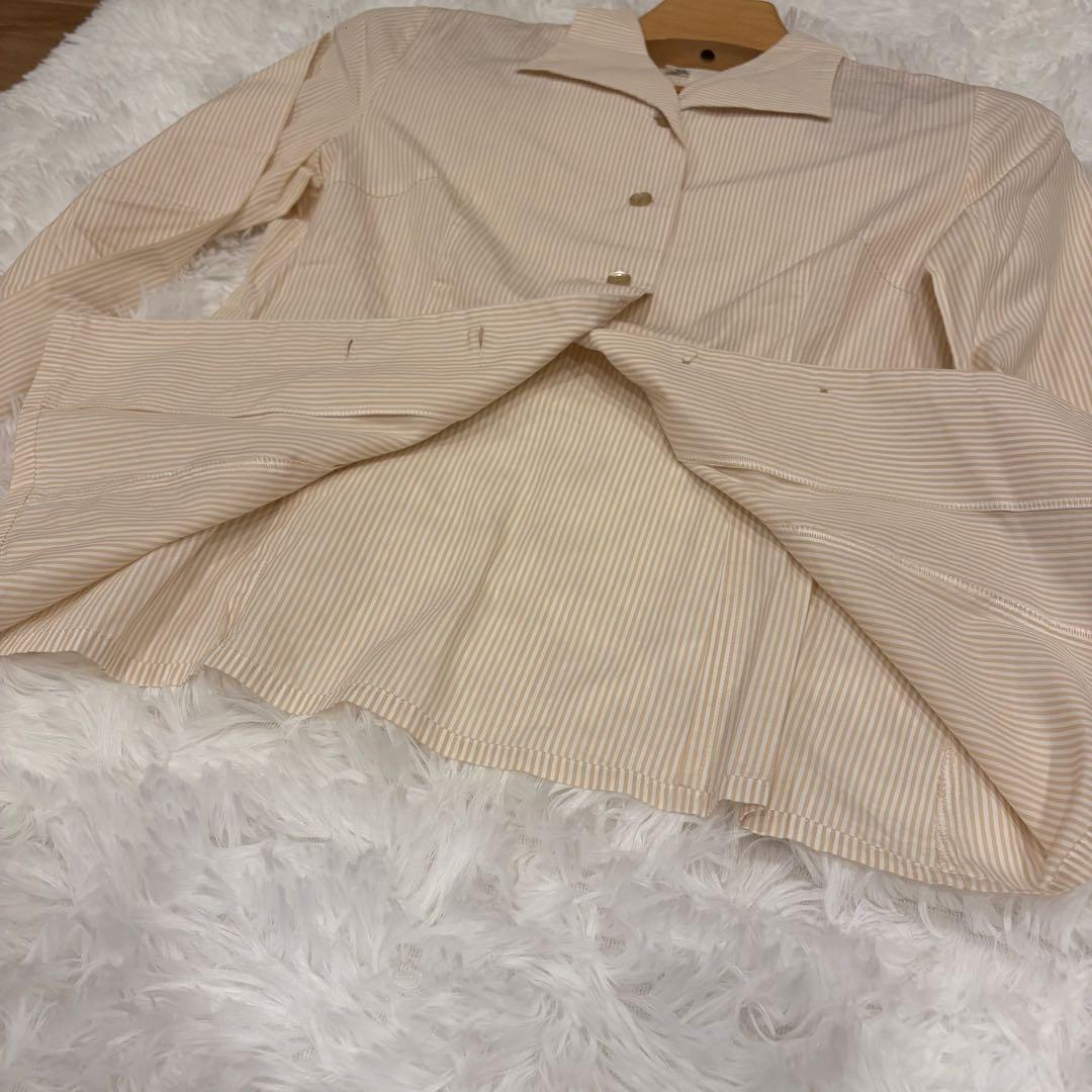 クミキョク 組曲　ストライプ シャツ ジャケット 長袖 ベージュ系 2号　S相当 7