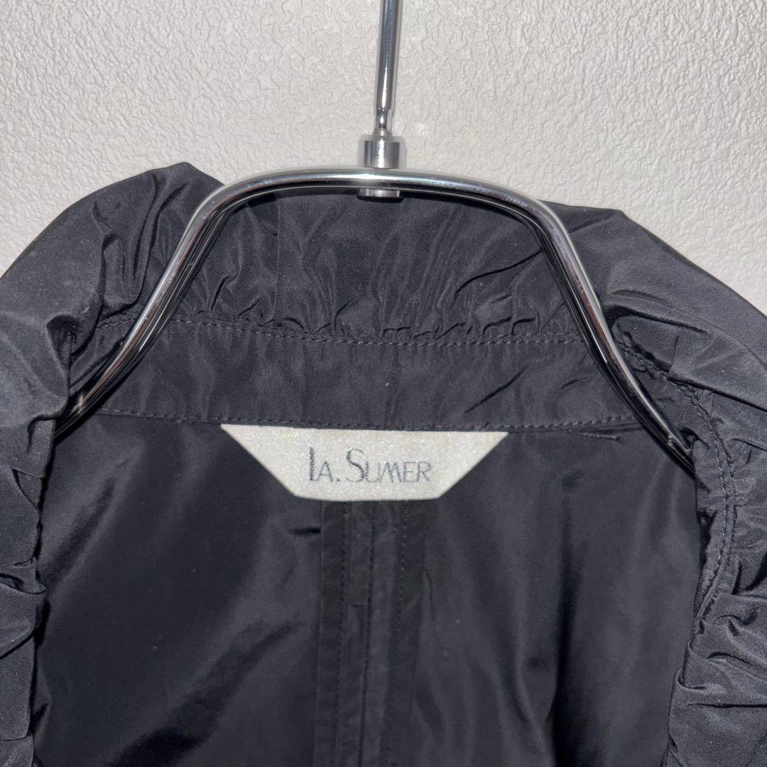 LA.SUMERラシュメール ビジュー付フリルテーラードジャケット M d698 3